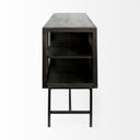Arelius 70L x 1875W x 32H Black-Brown Wood Black Metal Base w 4 Glass Cabinet Doors Sideboard - Default Title