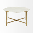 Vincent 33 Octagonal White Marble Tabletop w Gold Metal Base Coffee Table - Default Title