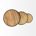 Glover Set of 3 20L x 20W Brown Wood Round Top WMetal Nesting Accent Tables - Default Title