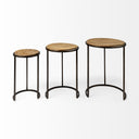 Glover Set of 3 20L x 20W Brown Wood Round Top WMetal Nesting Accent Tables - Default Title