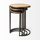 Glover Set of 3 20L x 20W Brown Wood Round Top WMetal Nesting Accent Tables - Default Title
