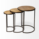 Glover Set of 3 20L x 20W Brown Wood Round Top WMetal Nesting Accent Tables - Default Title