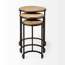Glover Set of 3 20L x 20W Brown Wood Round Top WMetal Nesting Accent Tables - Default Title