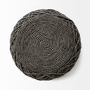 Allium Dark Gray Handwoven Wool Cylindrical Pouf - Default Title