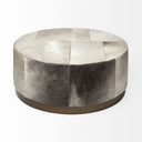 Zahavi 36 Gray Hair-On-hide WMetal Base Ottoman - Default Title
