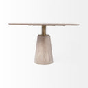 Maxwell II 54 Round Brown Solid Wood Top Brown WoodGold Metal Base Dining Table - Default Title