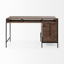 Glenn VII 56L x 22W Dark Brown Wood w Black Iron Frame 3 Drawer Office Desk - Default Title