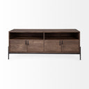 Glenn IV Dark Brown Wood w Black Iron Frame Media Console w Storage TV Stand for TV up to 71 - Default Title