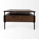 Glenn II 54x30 Dark Brown Wood w Black Iron Frame Rectangle 3 Drawers Coffee Table - Default Title