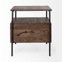 Glenn I 20L x 21W x 24H Dark Brown Wood w Black Iron Frame Square EndSide Table - Default Title