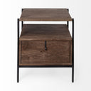 Glenn I 20L x 21W x 24H Dark Brown Wood w Black Iron Frame Square EndSide Table - Default Title