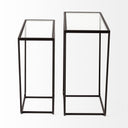 Arya Set of 2 24L x 10W Black Rectangular Glass Top Iron Frame Accent Table - Default Title