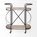 Marlon Black Metal Frame Two Tier Shelves wStemware holder Bar Cart - Default Title