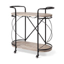 Marlon Black Metal Frame Two Tier Shelves wStemware holder Bar Cart - Default Title
