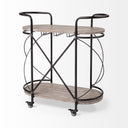 Marlon Black Metal Frame Two Tier Shelves wStemware holder Bar Cart - Default Title