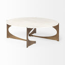Reinhold 49 Round White Marble Top Gold Metal Base Coffee Table - Default Title
