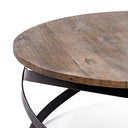 Triumph 40 Round Brown Solid Wood Top Black Metal Base Coffee Table - Default Title