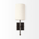 Bourgeois II 9x16 White Fabric Shade Brown Metal Base Wall Sconce - Default Title