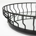 Helena 20L x 20W Black Metal Mirrored Bottom Round Serving Tray - Default Title