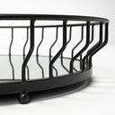 Helena 20L x 20W Black Metal Mirrored Bottom Round Serving Tray - Default Title