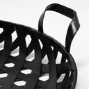 Lito Set of 2 Black Woven Metal Round Serving Trays - Default Title