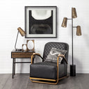 Horace I Black Leather Diamond Pattern wGold Iron Frame Accent Chair - Default Title