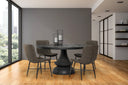 Crossman 60 Round Dark BrownGray Solid Wood Table Top Base Dining Table - Default Title
