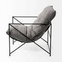 Leonidas 285L x 295W x 340H Grey Fabric Wrap Black Metal Frame Accent Chair - Default Title