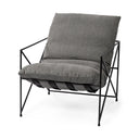 Leonidas 285L x 295W x 340H Grey Fabric Wrap Black Metal Frame Accent Chair - Default Title