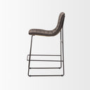 Meritt 37H Black Faux-Leather Seat W Black Metal Frame Stool - Default Title