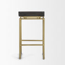 Givens 2425H Seat Height Brown Wood Seat Gold Metal Frame Stool - Default Title