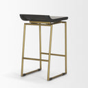 Givens 2425H Seat Height Brown Wood Seat Gold Metal Frame Stool - Default Title