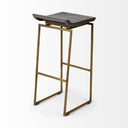 Givens 3025H Seat Height Brown Wood Seat Gold Metal Base Stool - Default Title
