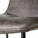 Kavalan 335 Total Height Ebony Leather Seat Black Metal Frame Counter Stool - Default Title