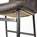Kavalan 335 Total Height Ebony Leather Seat Black Metal Frame Counter Stool - Default Title