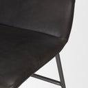 Kavalan 375 Total Height Ebony Leather Seat Black Metal Frame Bar Stool - Default Title