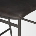 Kavalan 375 Total Height Ebony Leather Seat Black Metal Frame Bar Stool - Default Title