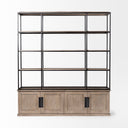 Braxton I Light Brown Wood and Iron Three Shelf Shelving Unit 815L x 185W x 90 - Default Title