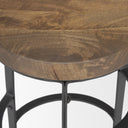 Neo 263 Seat Height Brown Wood Seat Black Metal Frame Stool - Default Title