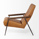 Grosjean Brown Leather Wrap Metal Frame Accent Chair - Default Title