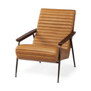 Grosjean Brown Leather Wrap Metal Frame Accent Chair - Default Title