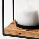 Leopold Set of Two Black Metal Wooden Base Table Candle Holders - Default Title