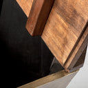 Esagono Octagonal Gold Metal-Clad Reclaimed Wood EndSide Table w Storage - Default Title