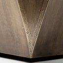 Esagono Octagonal Gold Metal-Clad Reclaimed Wood EndSide Table w Storage - Default Title