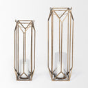 Ivy Small Gold Metal Geometric Cage Candle Holder Lantern - Default Title