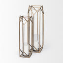 Ivy Small Gold Metal Geometric Cage Candle Holder Lantern - Default Title