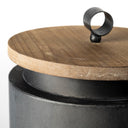 Cyril Set of 2 Gray Metal W Brown Wood Lids Jars - Default Title
