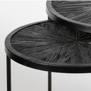Chakra 197 Set of Two Round Dark Wood Top Black Frame Accent Tables - Default Title