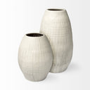 Reyan Small Pearl White Ceramic Striped Vase - Default Title