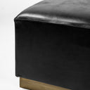 Minara 36 Square Black Leather Wrapped wMetal Base Ottoman - Default Title